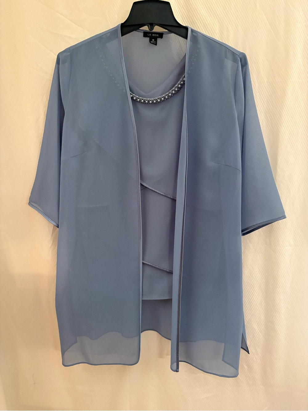Le Bos Beaded Neckline Layered Blue Tank & Tunic 18 NWT’s